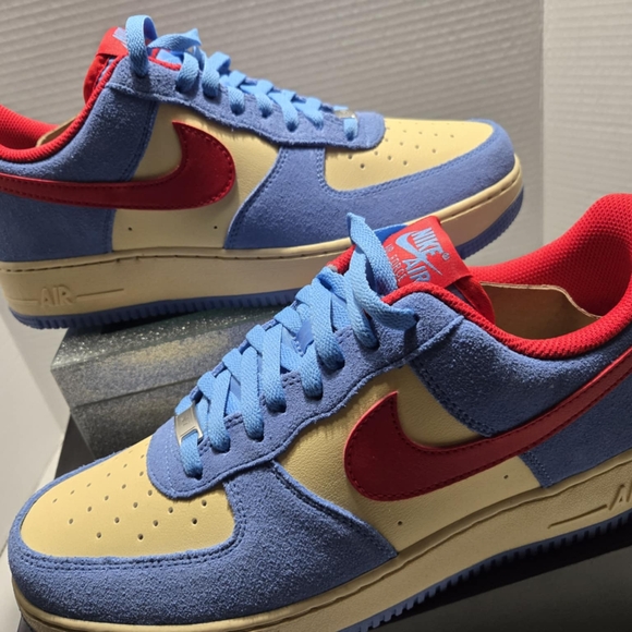 Nike Air Force 1 Premium Low Blue and Red Beige Sneaker Streetwear BrandNew 10.5 - Picture 2 of 16